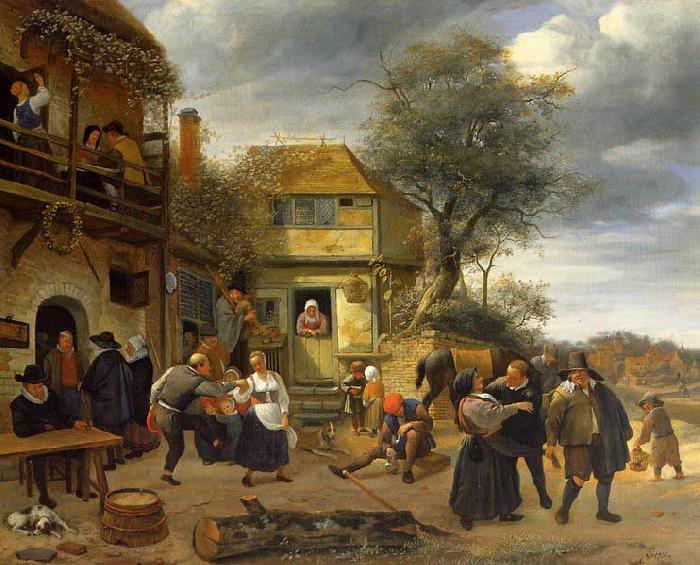 Jan Steen Peasants before an Inn France oil painting art